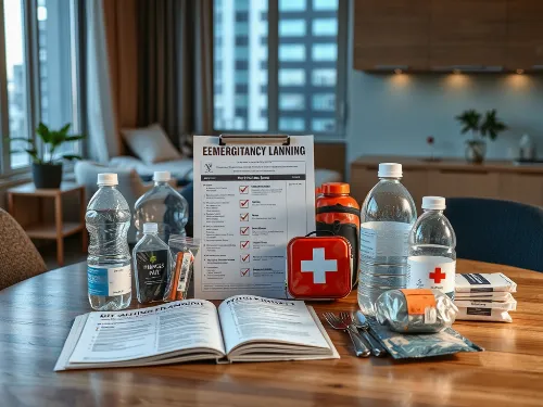 Emergency Planning Guide with a checklist and supplies