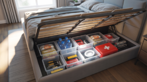 apartment survival gear storage under bed