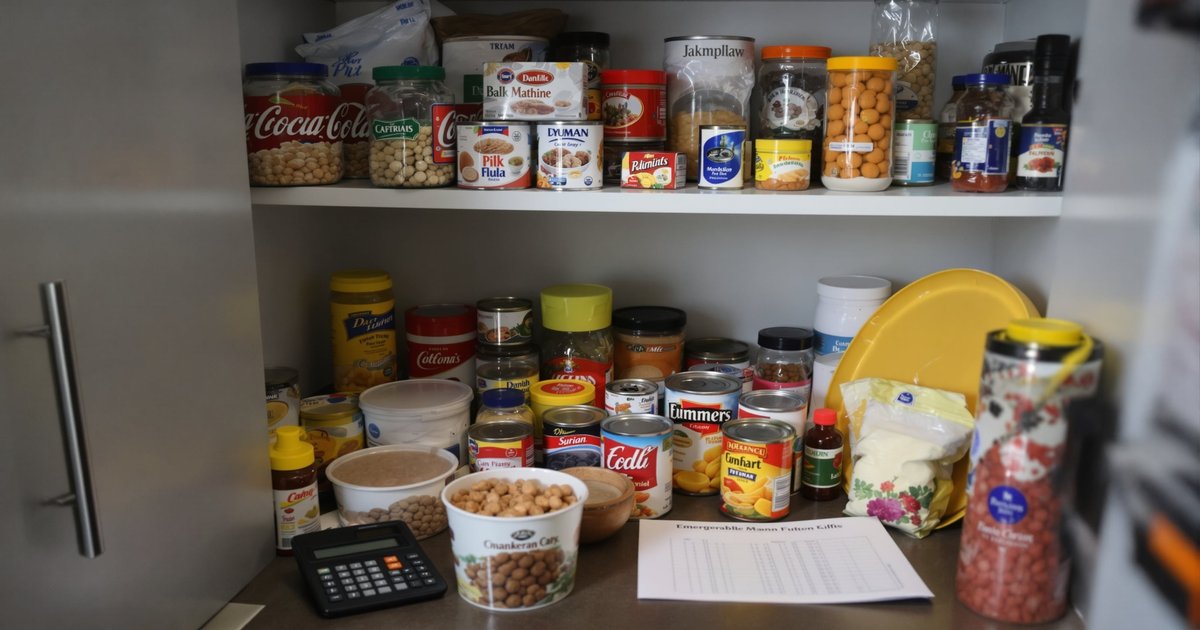 Budget two-week emergency food pantry for apartment living