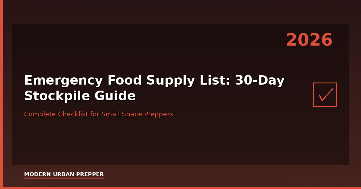 Emergency Food Supply List (2026): 30-Day Stockpile for Small Spaces