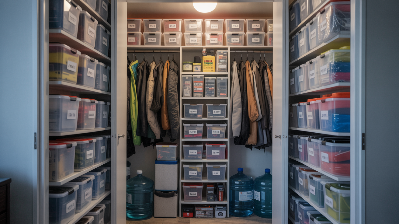 prepping in a small apartment storage setup
